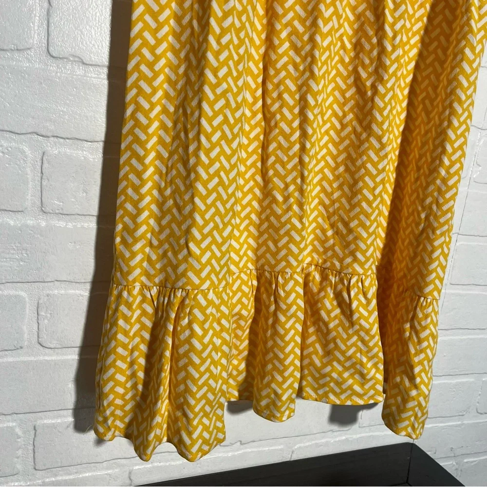 Banana Republic Womens Dress Yellow Medium Flowy V Neckline Flutter Sleeves - Picture 3 of 8